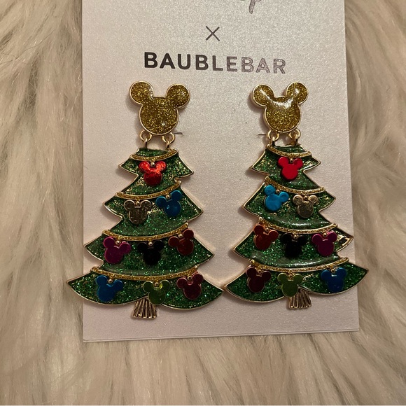 Disney x Baublebar Mickey Mouse Christmas Tree Earrings - New on Card - Picture 4 of 6